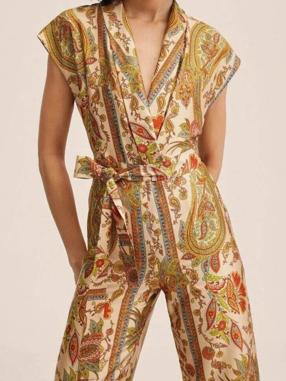 Mango Paisley Satin Jumpsuit